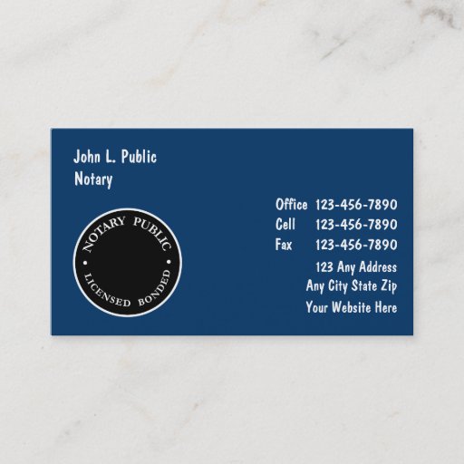 Customizable Notary Business Cards