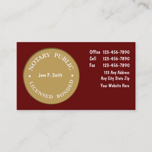 Customizable Notary Business Cards