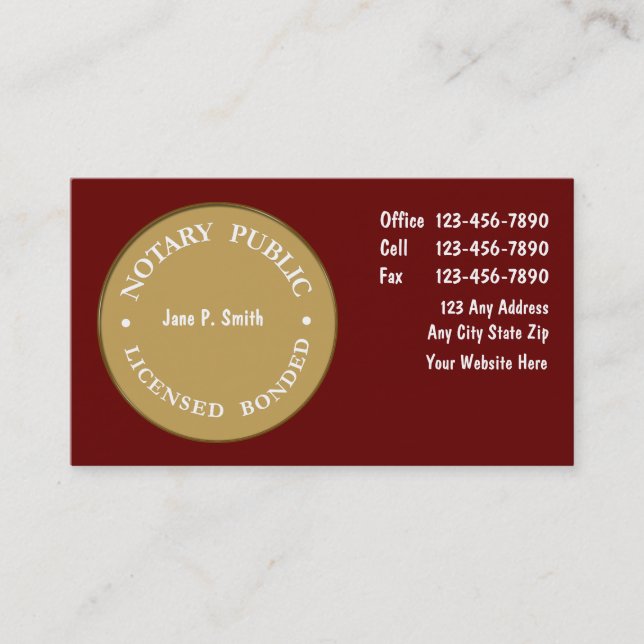 Notary Business Cards (Front)