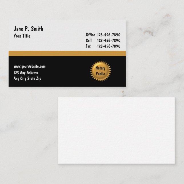 Notary Business Cards_2 Business Card (Front/Back)