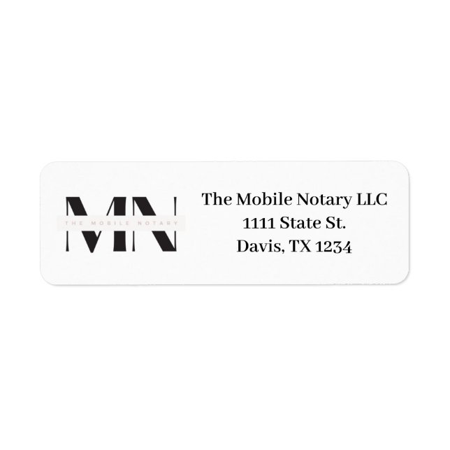 Notary Business Return Address Label (Front)