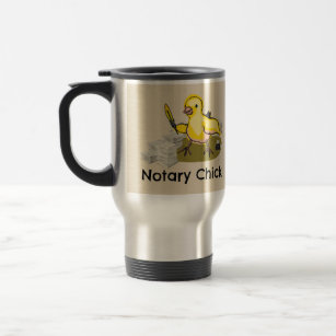 Notary Chick with Feather Quill and Documents Travel Mug