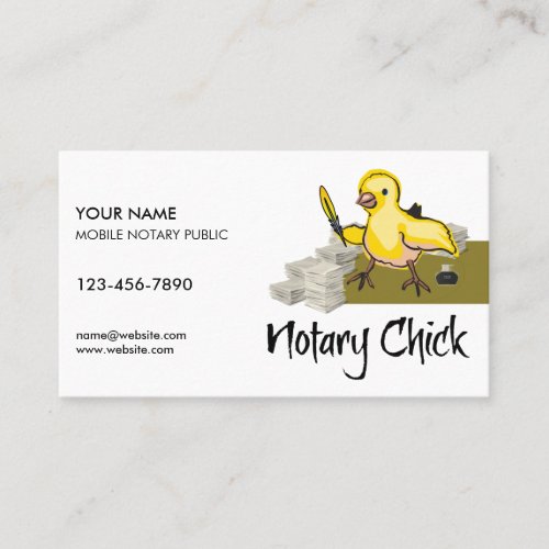 Notary Chick Yellow Feather Quill Customized Business Card