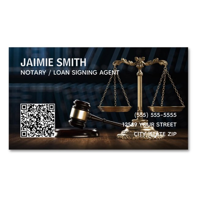 Notary Custom QR Business Card Magnet (Front)