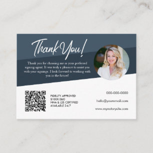 Notary Dark Azure Loan Signing Thank You Business Business Card