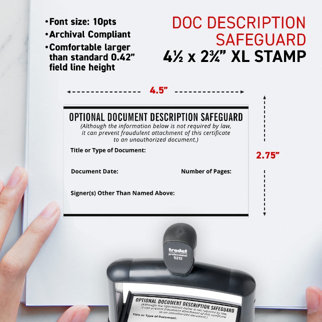Notary Document Description Safeguard Stamp (Notary Document Description Safeguard self-inking stamp anti-fraud protection mobile tools.)