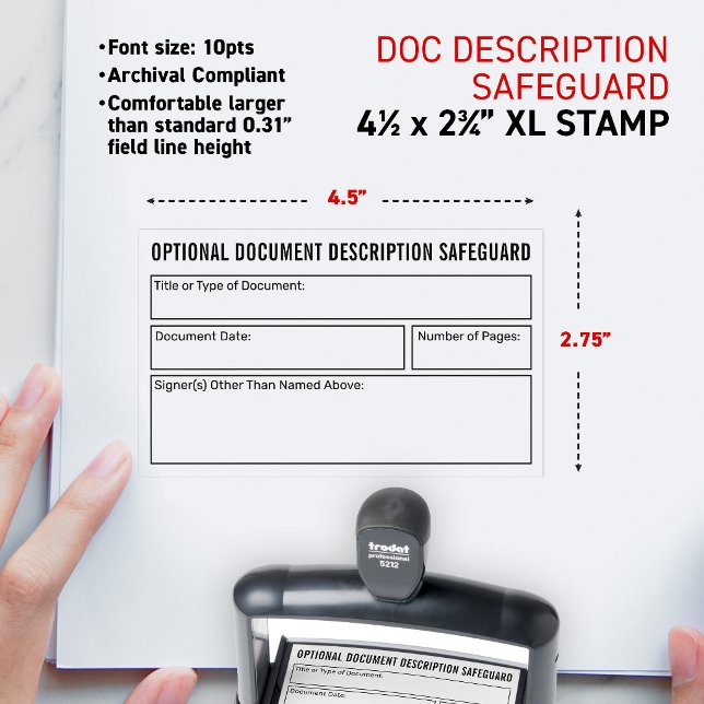 Notary Document Description Safeguard Stamp (Notary Document Description Safeguard self-inking stamp anti-fraud protection mobile tools.)