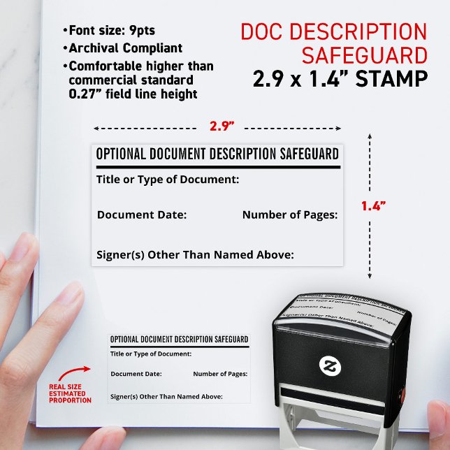 Notary Document Description Safeguard Stamp (Notary Document Description Safeguard small self-inking stamp anti-fraud protection mobile tools.)