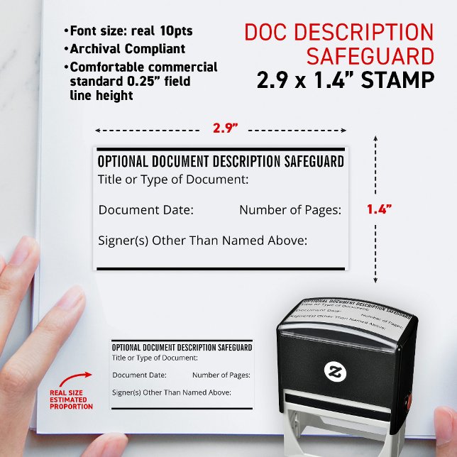 Notary Document Description Safeguard Stamp (Notary Document Description Safeguard small self-inking stamp anti-fraud protection mobile tools.)