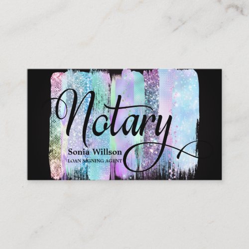 Notary elegant iridescent pastel typography business card