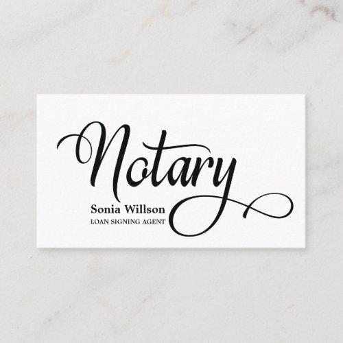 Notary elegant modern black and white typography business card