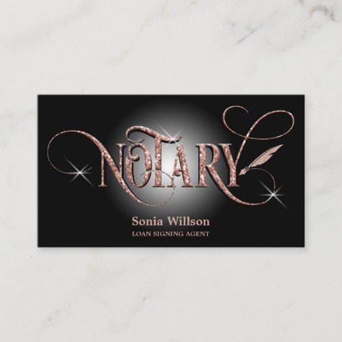 Notary elegant rose gold mortgage loan pen busines business card
