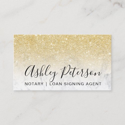 Notary elegant typography marble chic gold glitter business card