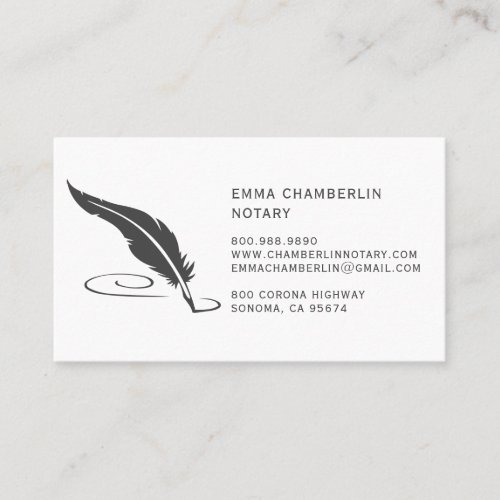 Notary Feather Quill Nib  Business Card