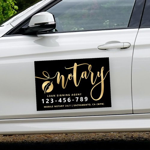 Notary Gold  Black Typography  Car Magnet