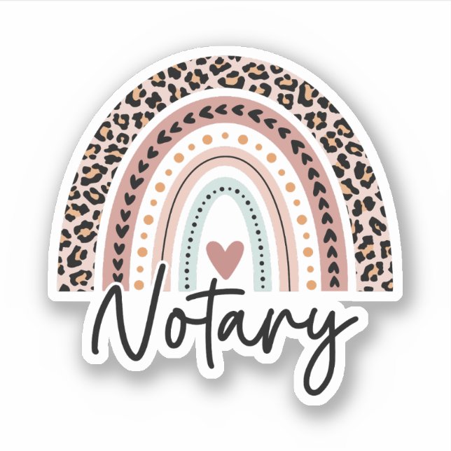 Notary Leopard Rainbow, Cute Notary Sticker (Front)