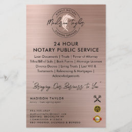 Notary Loan Agent Rose Gold Brush Metal Marketing Flyer