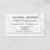 Notary loan rose gold white marble typography business card (Back)