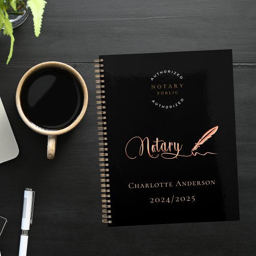 Notary loan signing agent black gold 2024 notebook