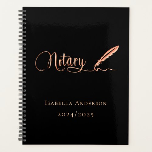 Notary loan signing agent black gold 2024 planner