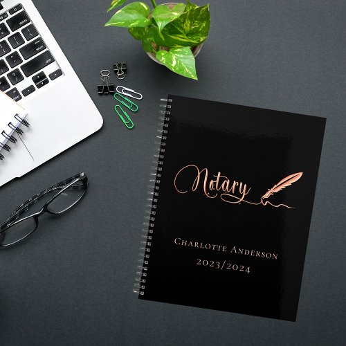 Notary loan signing agent black gold 2025 planner