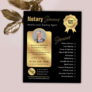 Notary Loan Signing Agent Black & Gold Logo Photo Flyer