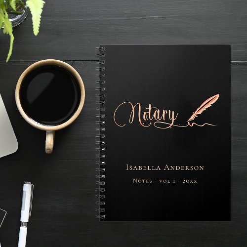 Notary loan signing agent black gold name notebook