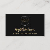 Notary loan signing agent black gold photo QR logo Business Card (Front)