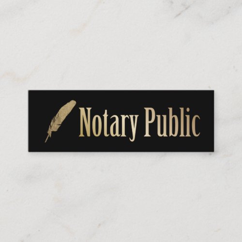 Notary Loan Signing Agent Black  Gold Quill Pen Mini Business Card