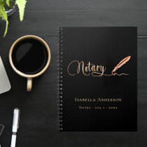 Notary loan signing agent black gold signature notebook