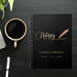 Notary loan signing agent black gold signature notebook