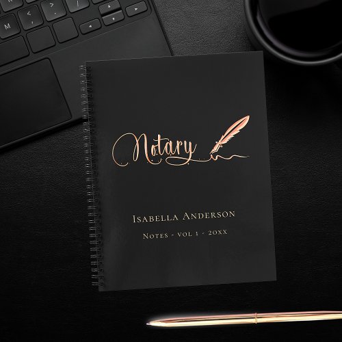 Notary loan signing agent black gold signature notebook