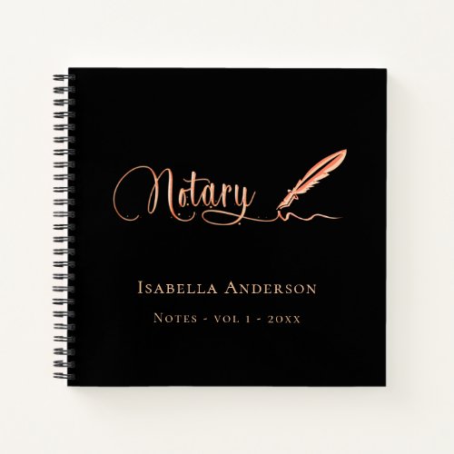 Notary loan signing agent black gold signature notebook