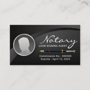 Notary Loan Signing Agent Black Metal Photo Business Card