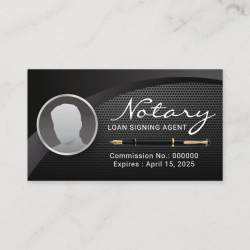 Notary Loan Signing Agent Black Metal Photo Business Card