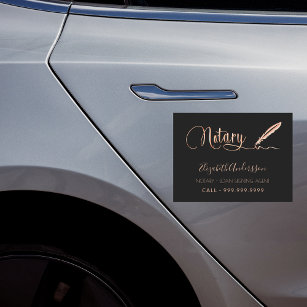 Notary loan signing agent black rose gold car magnet