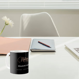 Notary loan signing agent black rose gold coffee mug