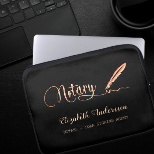 Notary loan signing agent black rose gold laptop sleeve