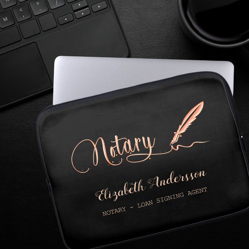 Notary loan signing agent black rose gold laptop sleeve