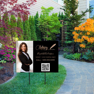 Notary loan signing agent black rose gold photo sign