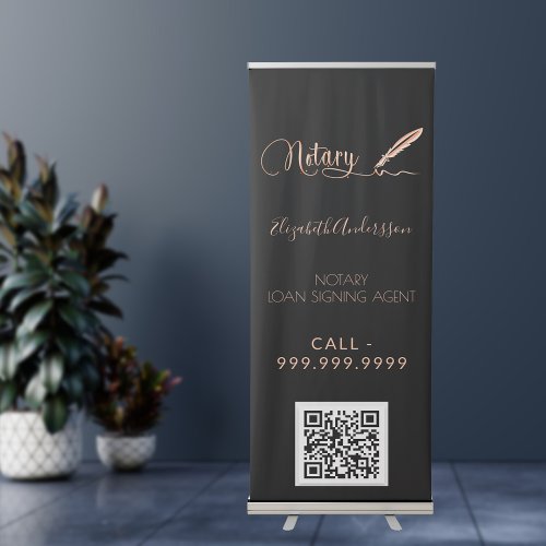 Notary loan signing agent black rose gold retractable banner