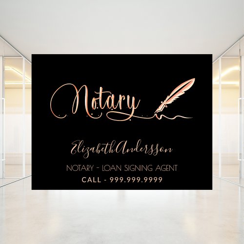 Notary loan signing agent black rose gold window cling