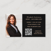 Notary loan signing agent black rose photo QR code Business Card (Back)