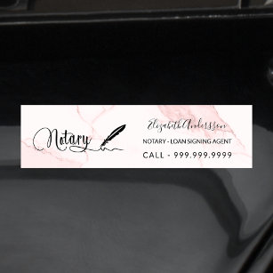 Notary loan signing agent blush pink marble bumper sticker
