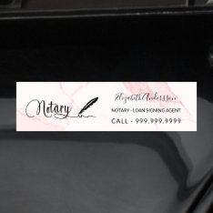 Notary Loan Signing Agent Blush Pink Marble Bumper Sticker at Zazzle