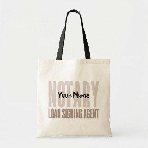 Notary Loan Signing Agent Brown Font Customized Tote Bag