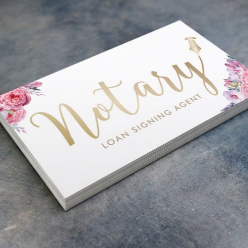Notary _ Loan Signing Agent Elegant Floral Business Card