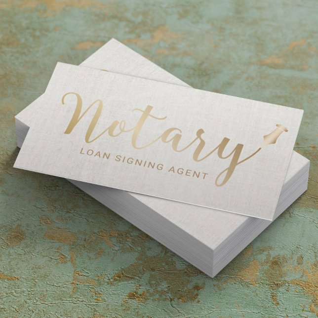Notary - Loan Signing Agent Elegant Gold Script Business Card (Creator Uploaded)
