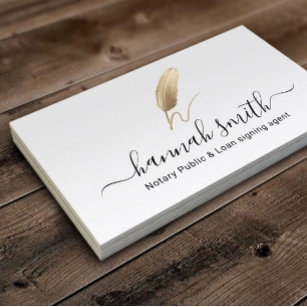 Notary Loan Signing Agent Elegant Quill Pen Logo Business Card