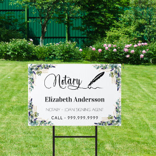 Notary loan signing agent eucalyptus greenery sign